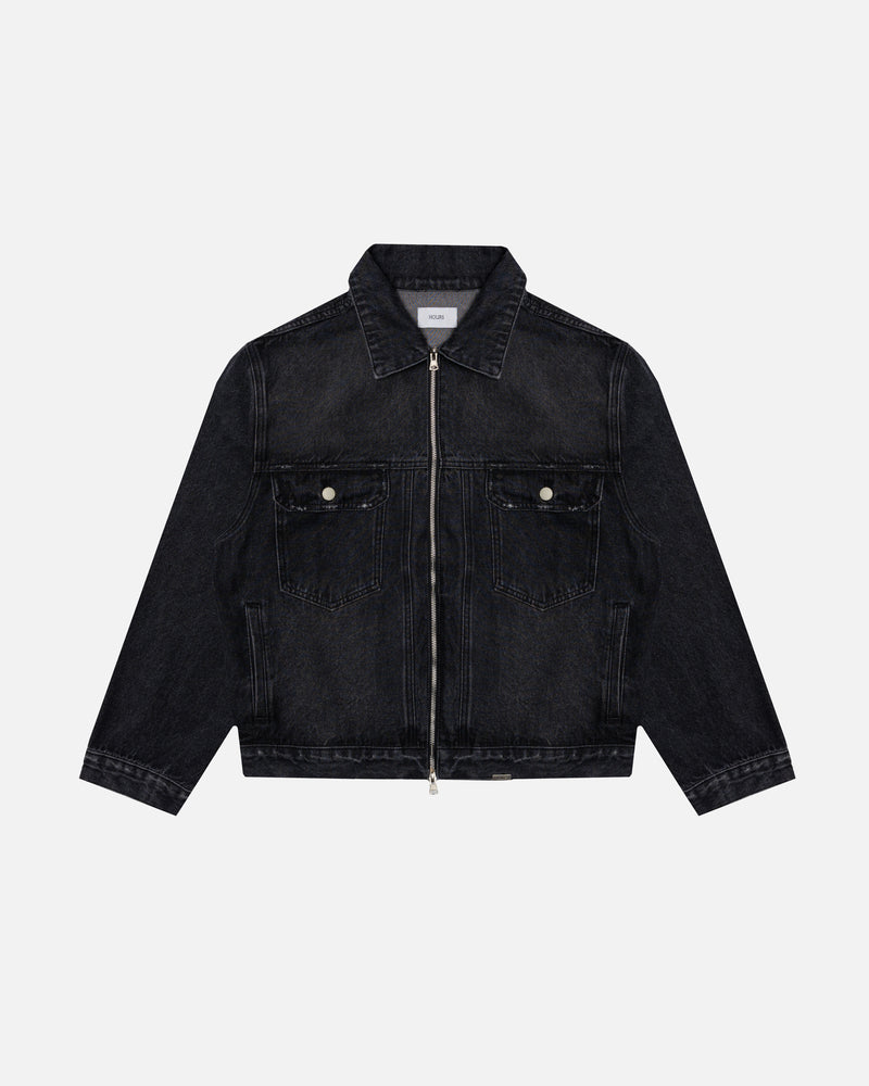 Denim Zip Jacket - Washed Black