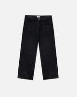 Rhinestone Baggy Denim - Washed Black