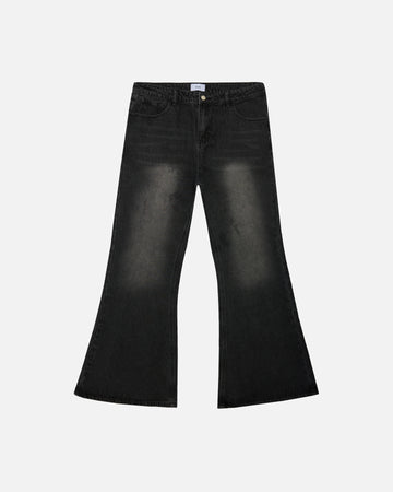 Flare Denim Pants - Washed Black