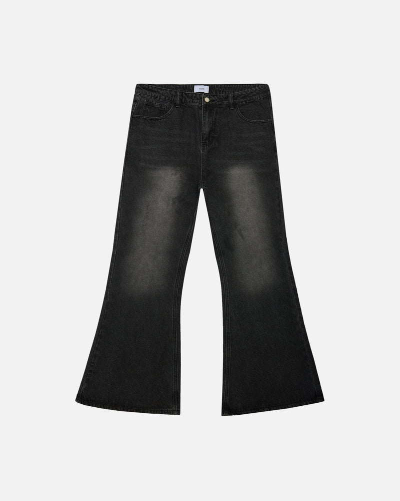 Flare Denim Pants - Washed Black