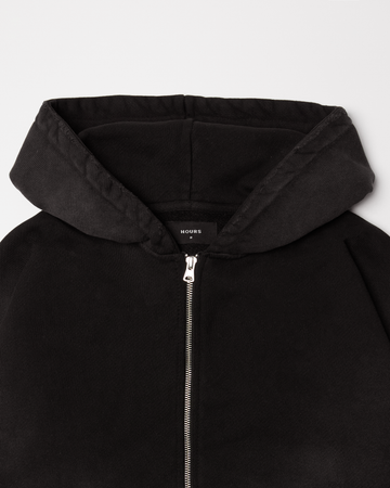Cropped Zip Hoodie - Sunfaded Black