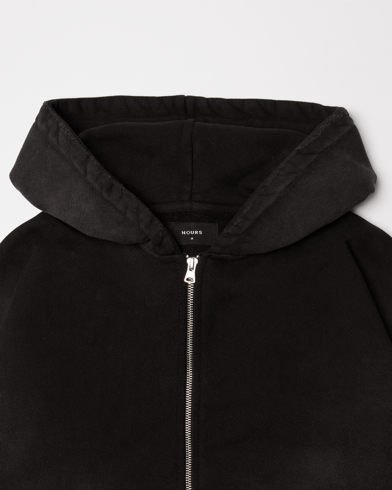 Cropped Zip Hoodie - Sunfaded Black – Hours