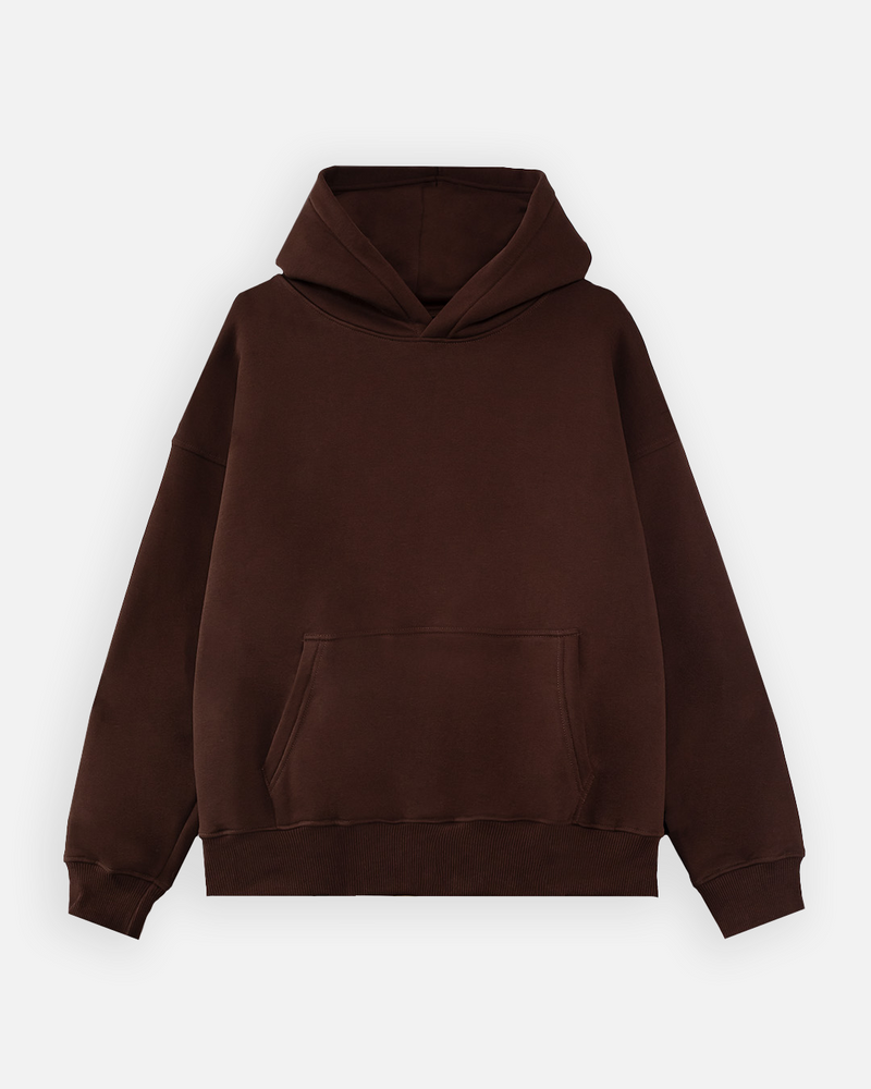 Drop Shoulder Hoodie - Brown