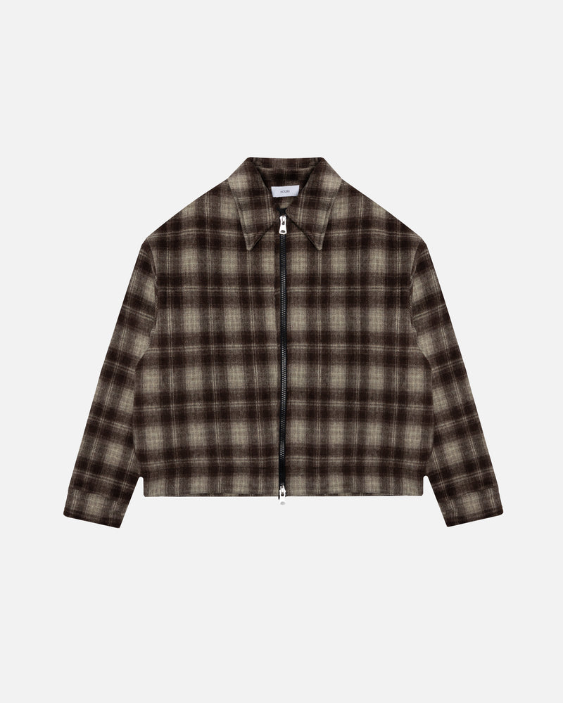 Flannel Zip Overshirt - Brown