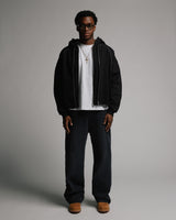 Double Layer Zip Hoodie - Black