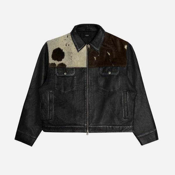 鬼フェード◎ 90s~ DECO Cowhide Leather Blouson Cowhide Leather Jacket - Black – Hours