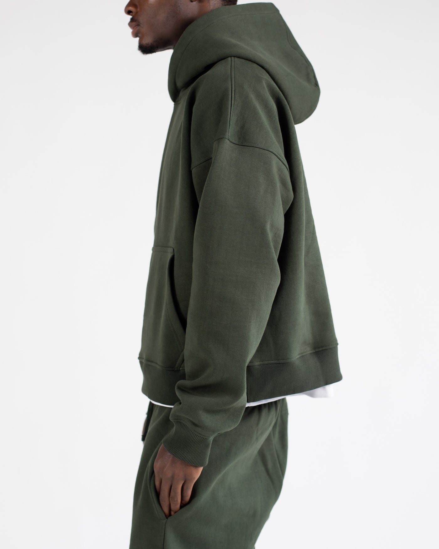 Olive green cropped hoodie best sale