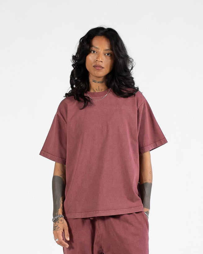 Cropped T-Shirt - Vintage Burgundy