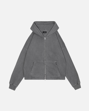 Cropped Zip Hoodie - Vintage Grey