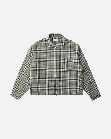 Cropped Zip Flannel - Grey