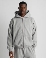 Drop Shoulder Zip Hoodie - Grey