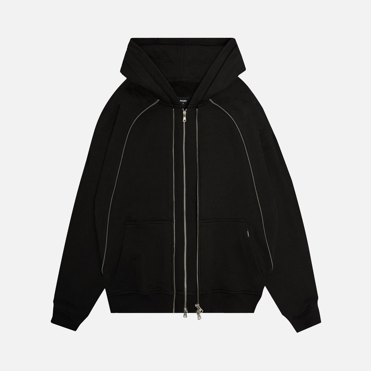 Double Layer Zip Hoodie - Black