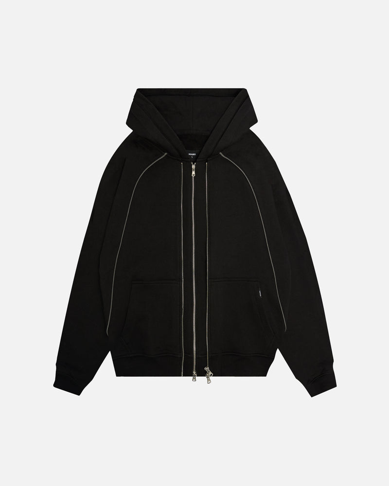 Double Layer Zip Hoodie - Black