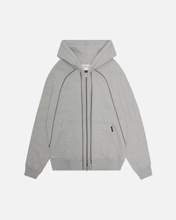 Double Layer Zip Hoodie - Grey