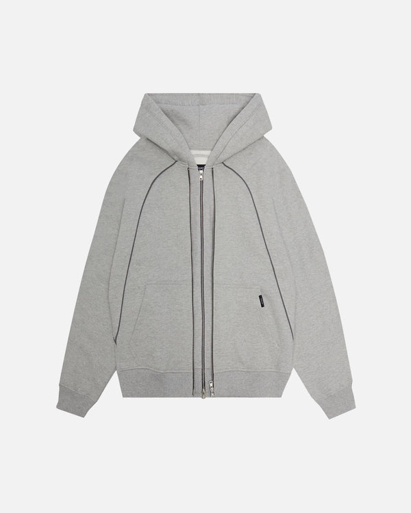 Double Layer Zip Hoodie - Grey