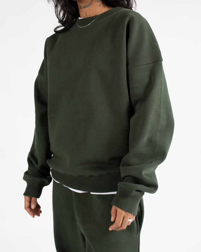 Drop Shoulder Crewneck - Olive