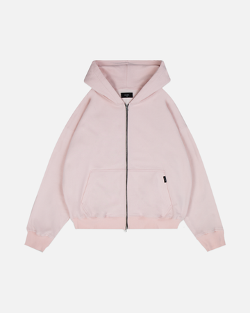 Drop Shoulder Zip Hoodie - Blush