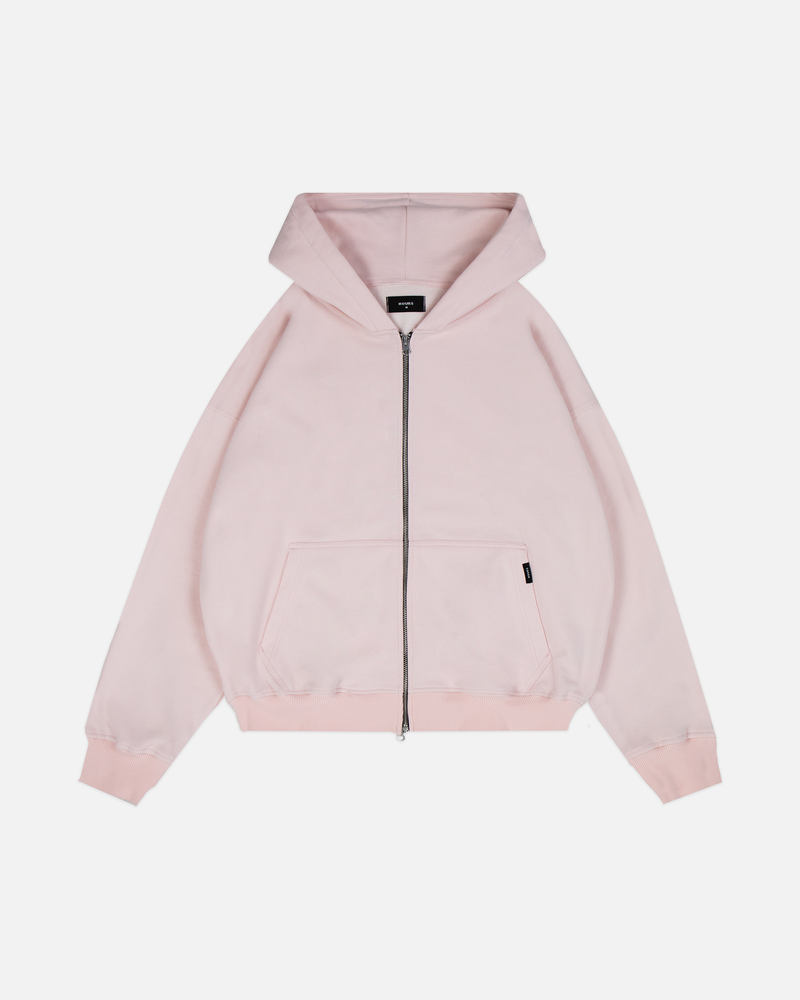 Drop Shoulder Zip Hoodie - Blush