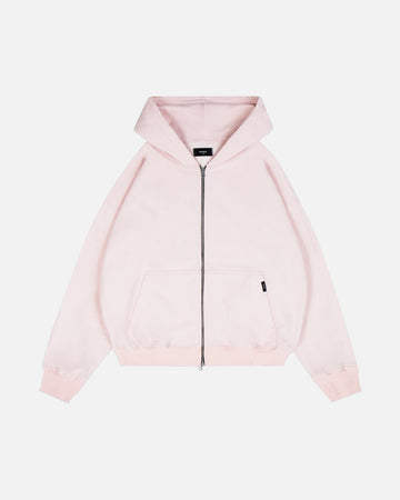 Drop Shoulder Zip Hoodie - Blush