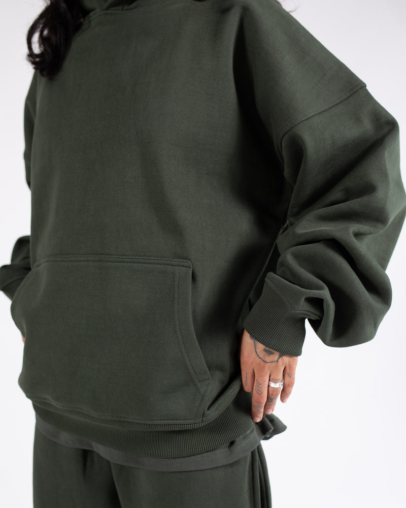 Drop Shoulder Hoodie - Olive