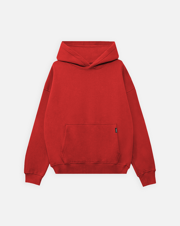 Drop Shoulder Hoodie - Red