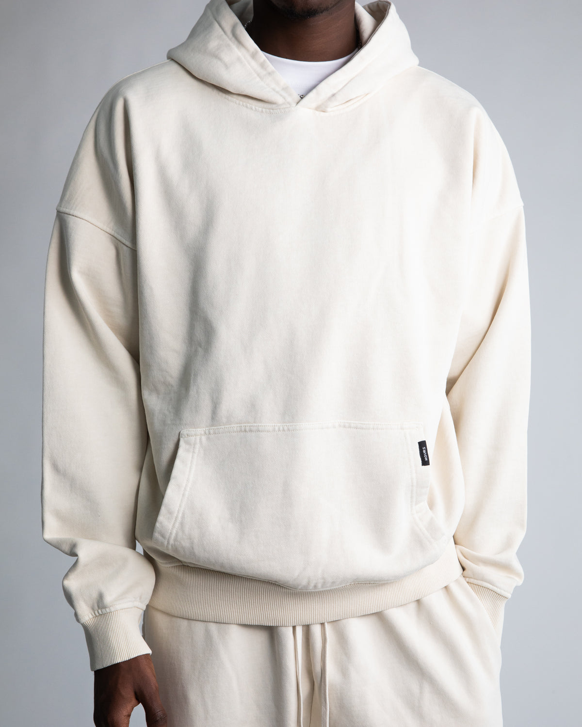 Drop Shoulder Hoodie - Vintage Bone