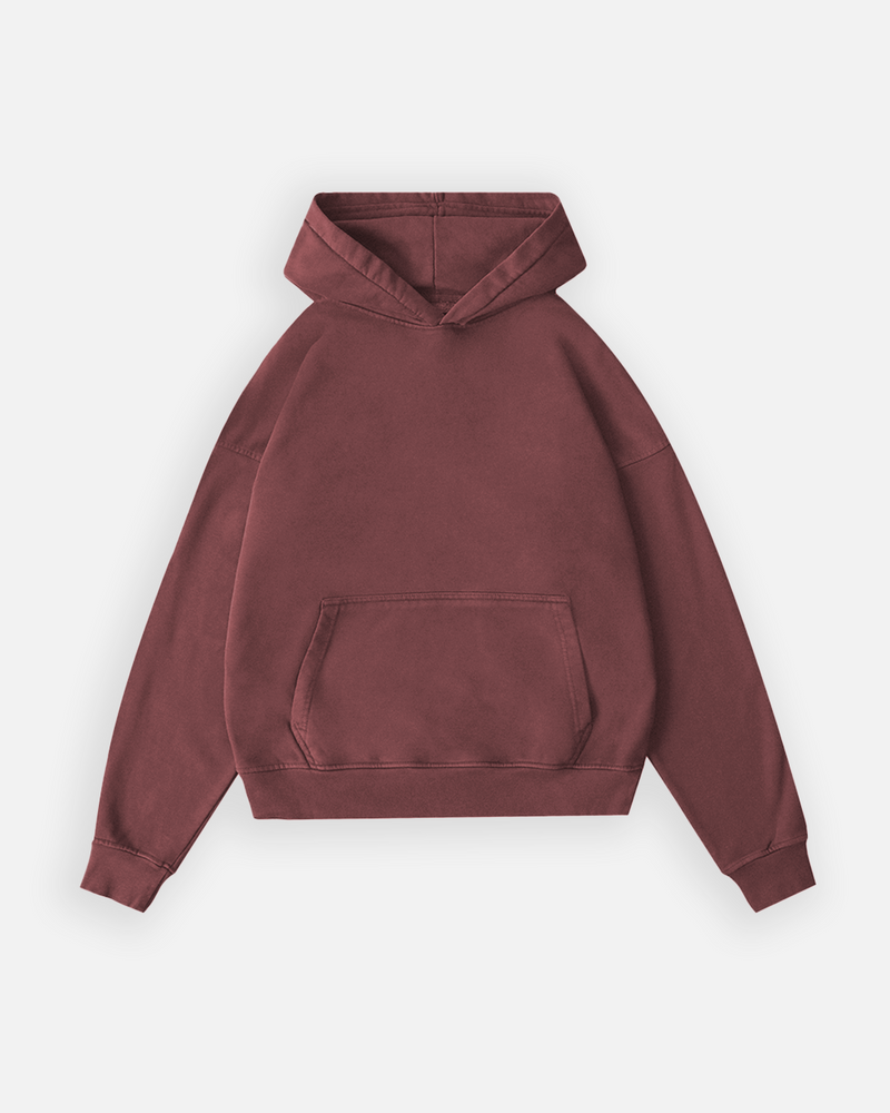 Drop Shoulder Hoodie - Vintage Burgundy