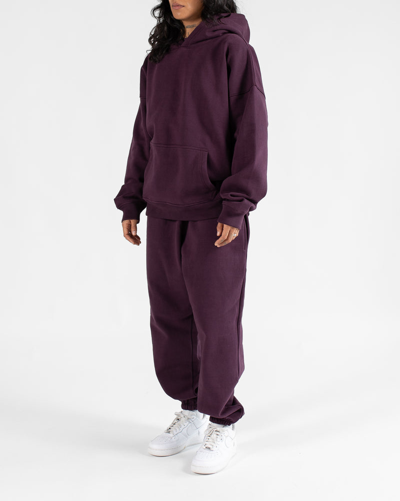 Drop Shoulder Hoodie - Wine