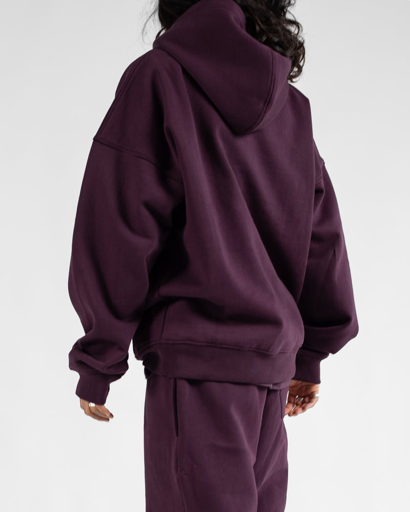 Drop Shoulder Hoodie - Wine