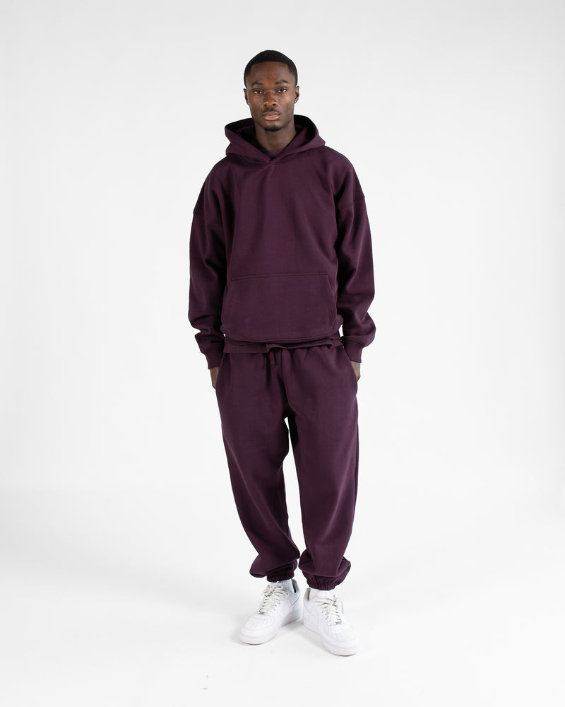 Drop Shoulder Hoodie - Wine