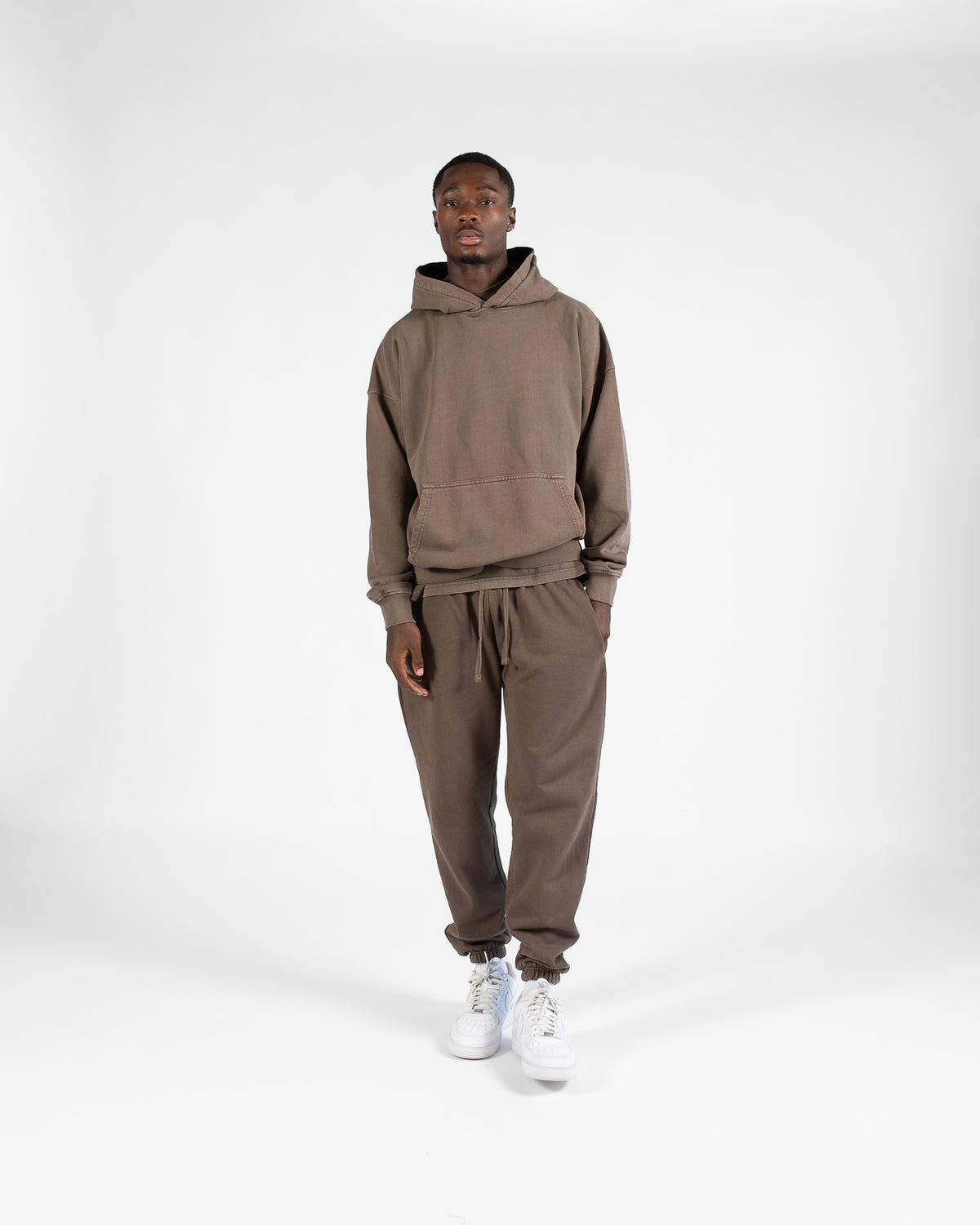 Drop Shoulder Hoodie Vintage Brown – Hours - Main Image