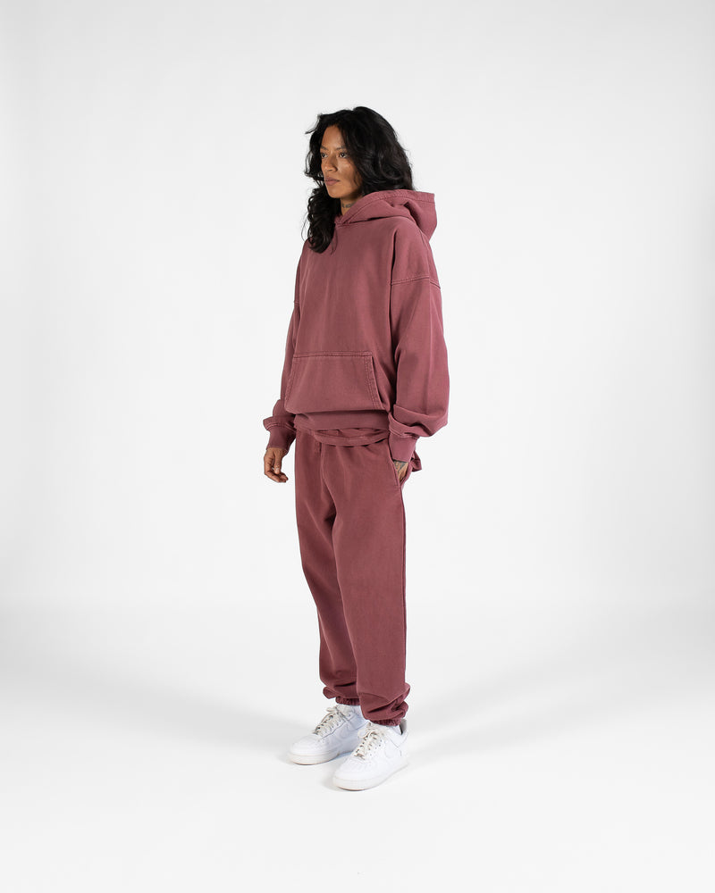 Drop Shoulder Hoodie - Vintage Burgundy