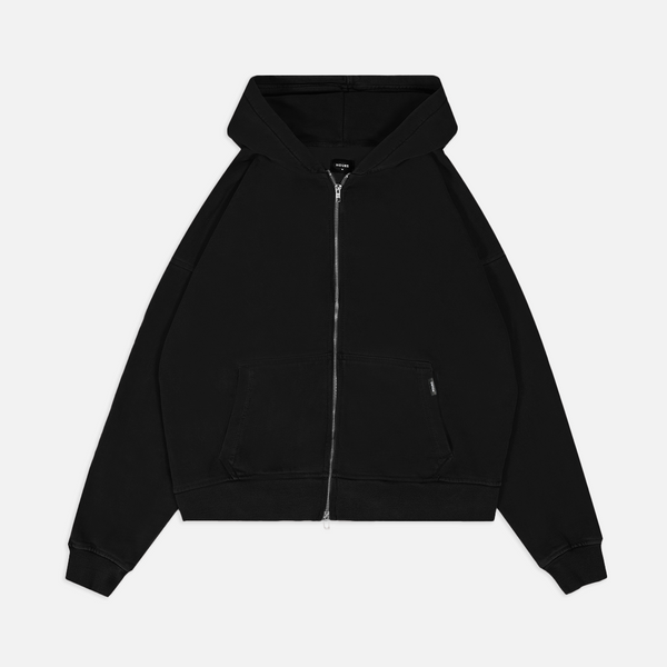 週末限定セール198club Zip-Up Hoodie Black L Drop Shoulder Zip Hoodie - Black – Hours