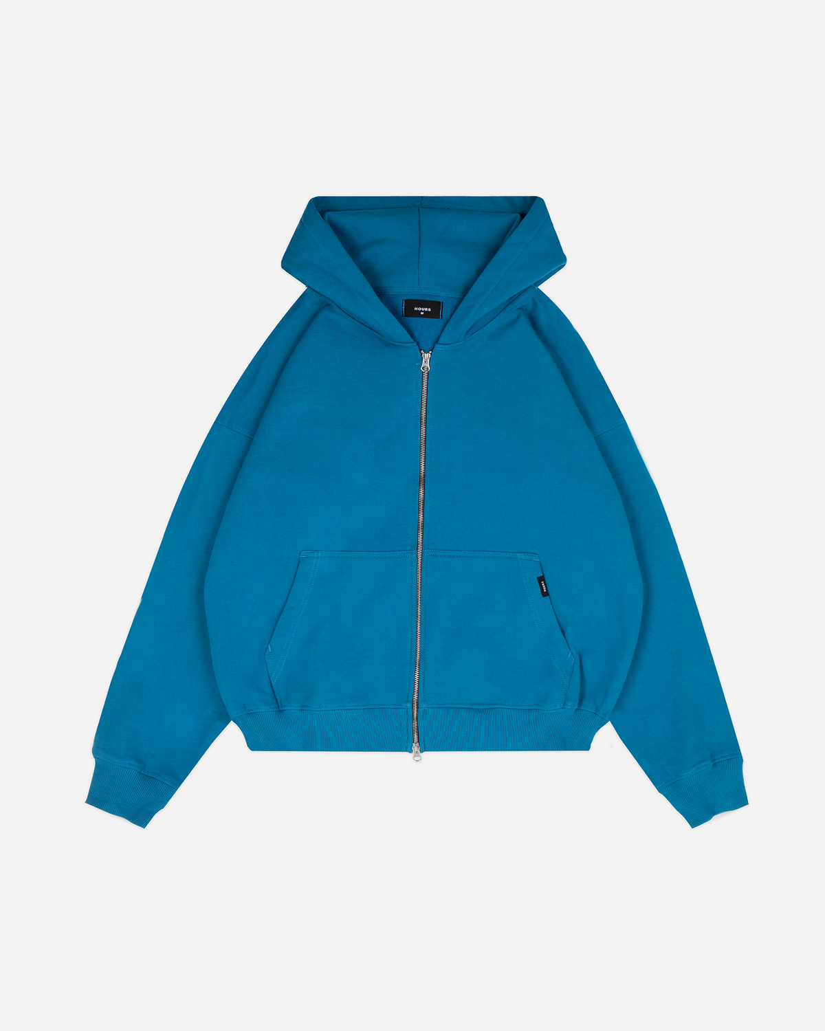 Drop Shoulder Zip Hoodie - Aqua