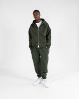 Drop Shoulder Zip Hoodie - Olive