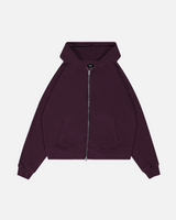 Drop Shoulder Zip Hoodie - Wine