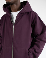 Drop Shoulder Zip Hoodie - Wine