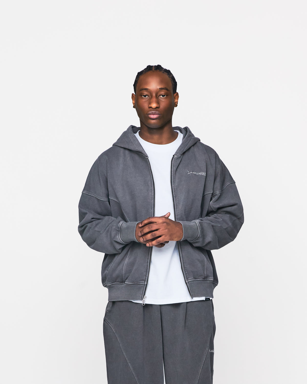 Signature Zip Hoodie - Vintage Grey