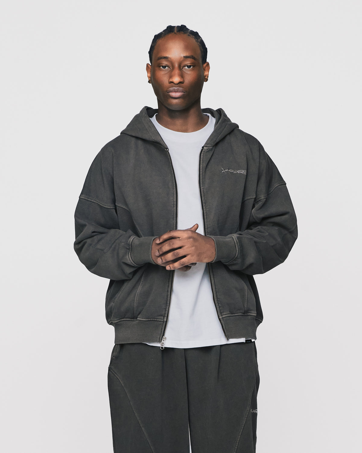Signature Zip Hoodie - Vintage Grey