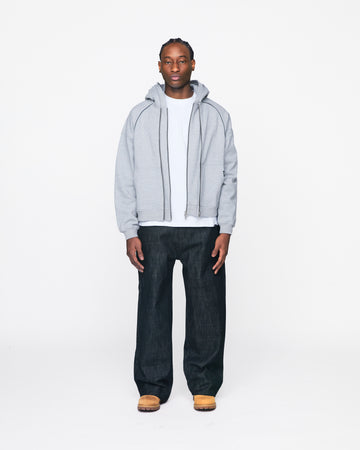 Double Layer Zip Hoodie - Grey