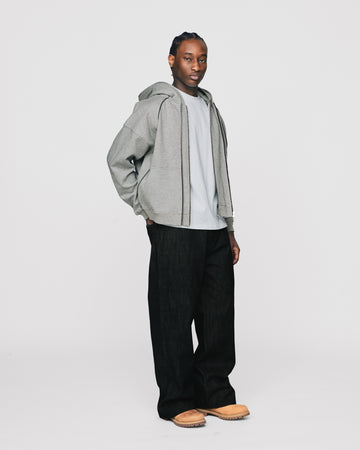 Double Layer Zip Hoodie - Grey