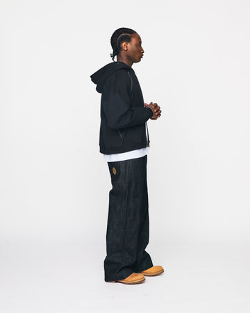 Double Layer Zip Hoodie - Black