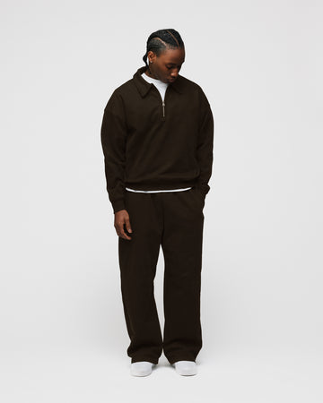 Drop Shoulder 1/4 Zip - Espresso