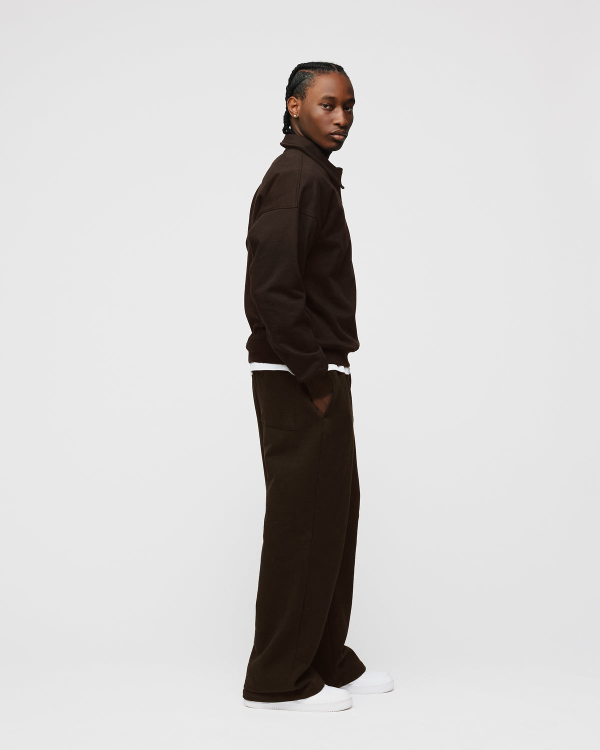 Drop Shoulder 1/4 Zip - Espresso