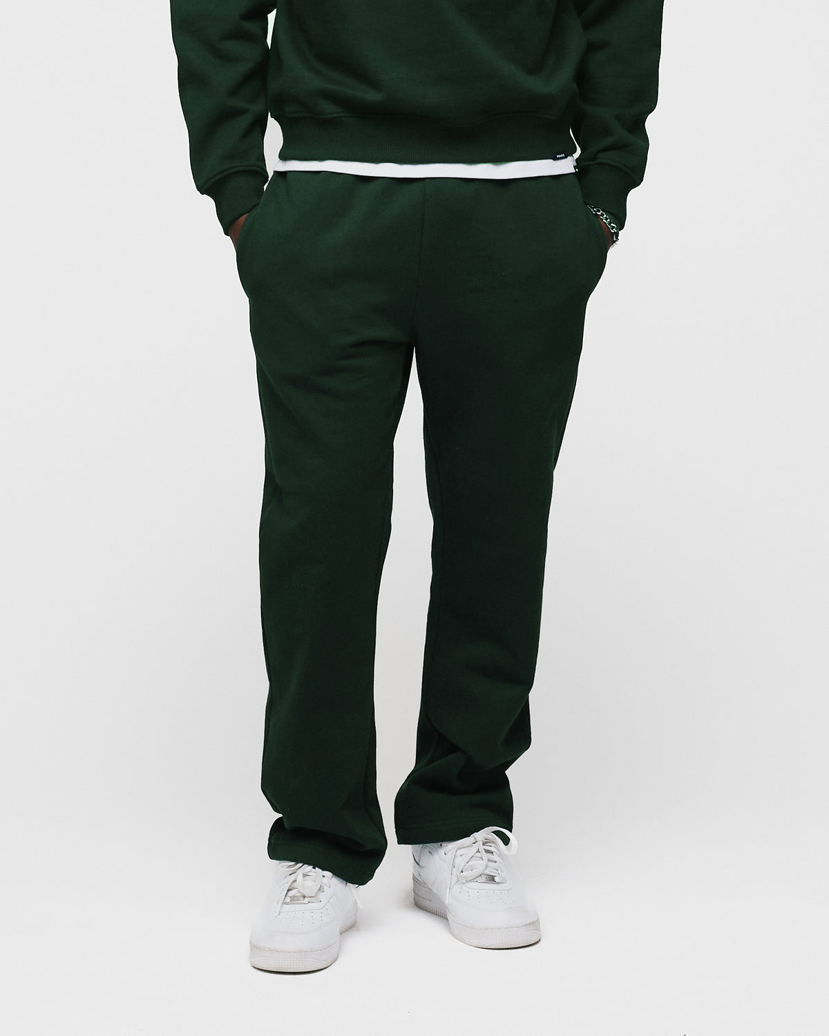 Open Bottom Sweatpants - Forest Green