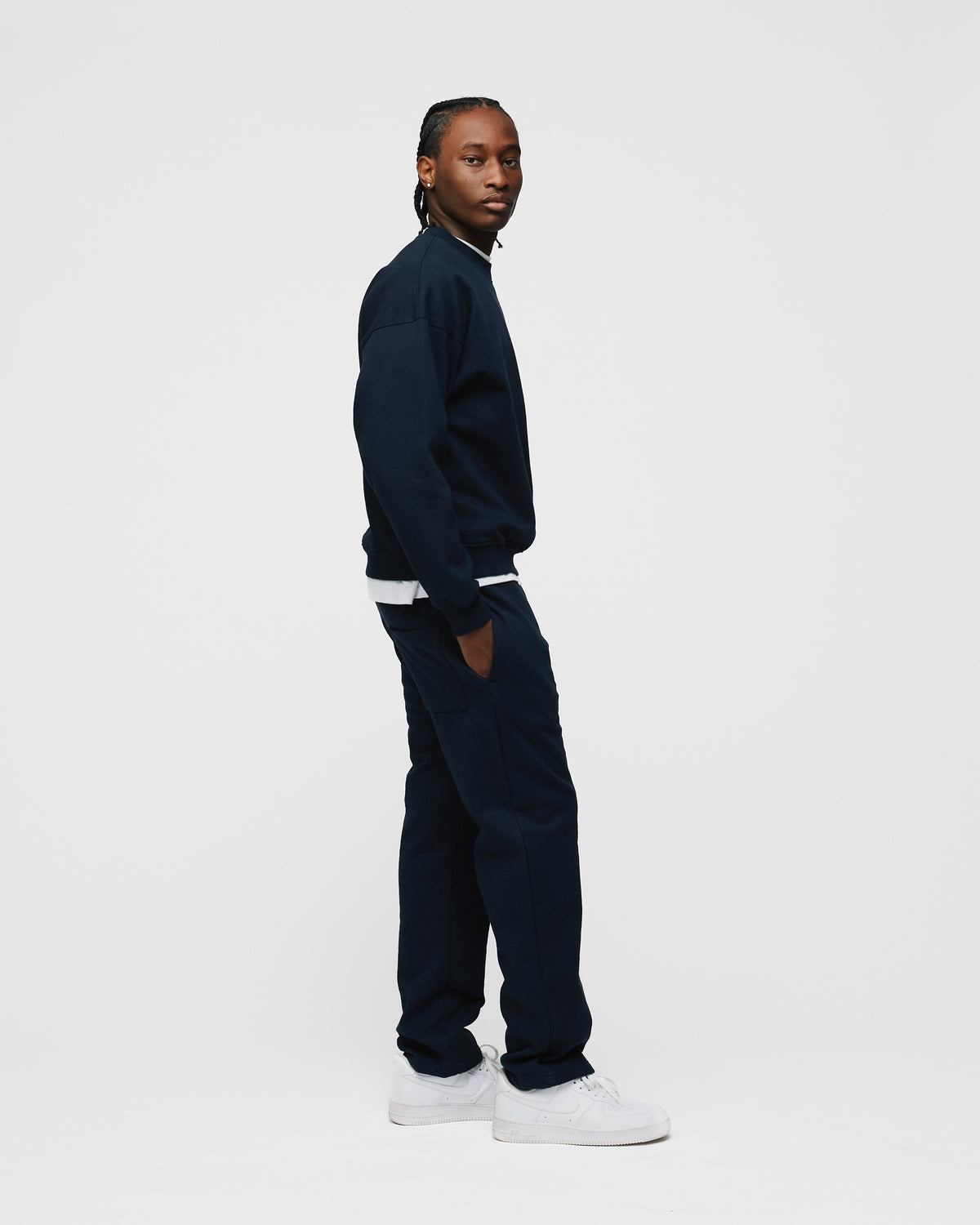 Drop Shoulder Crewneck - Navy