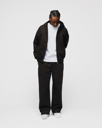 Drop Shoulder Zip Hoodie - Espresso