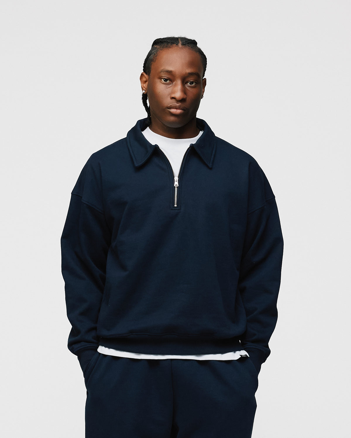 Drop Shoulder 1/4 Zip - Navy