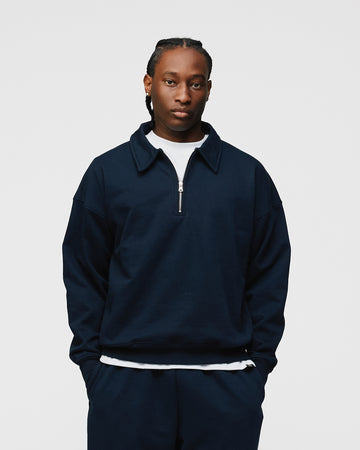 Drop Shoulder 1/4 Zip - Navy