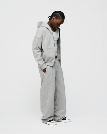 Drop Shoulder Zip Hoodie - Grey